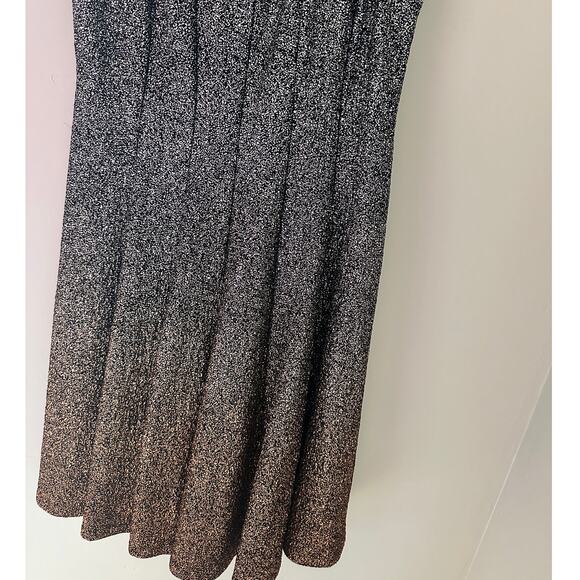 MSK Glitter Ombré Metallic Fit & Flare Dress Silver To Bronze 12 - Picture 9 of 10
